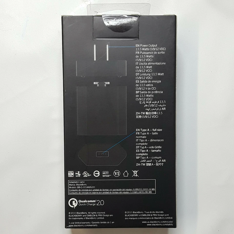 BlackBerry RC-1500 NA Qualcomm Quick Charge 2.0 Fast Rapid Charger - Image 2 of 2