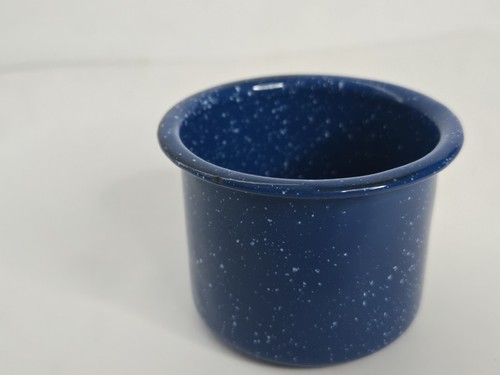 Vintage Blue Speckled Enamel Coffee Mug 2" High - Picture 4 of 13