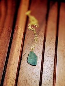 Aquamarine Pendant On 18KT GF Chain Necklace 22"