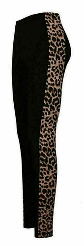 Leggings Damen Frauen Seiteneinsatz Leopardenmuster Tiermotiv volle Länge UK Größe  - Bild 4 von 7