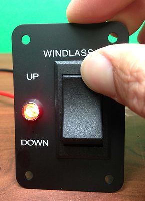 Pactrade Marine Boat Anchor Windlass Winch Switch Aluminum Plate 2 Way LED Light