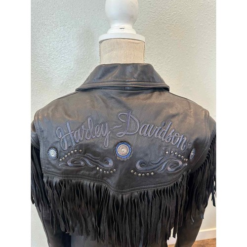 Vintage 90s Harley Davidson fringe leather moto jacket - Picture 8 of 10