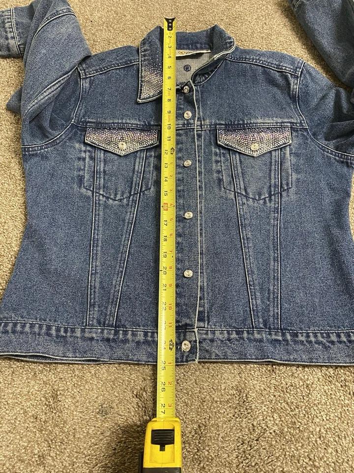 Chaqueta vaquera Christine Alexander azul oscuro cristales de Swarovski talla mediana para mujer Foto 4 de 4