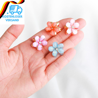10 Mini Haarspangen Mit Blumen-Design – Kleine Krallenclips Für Damen & Mädchen (Weiß, Rosa)