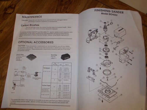 MAKITA FINISHING SANDER MODEL B04552 INSTRUCTION MANUAL - Picture 6 of 7