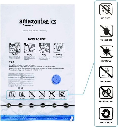 5-Pack Large Vacuum Compression Bags with Hand Pump - Clear Storage Solution - Picture 7 of 11