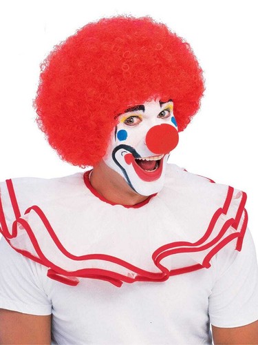 W865 Afro Red 70s Disco Adult Party Costume Clown Wig Hair Funny Circus Evil - Picture 2 of 2