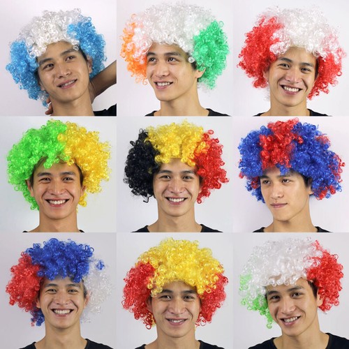 World Cup Football Team Supporters Wig Novelty Hair For Sports Soccer - Picture 2 of 44