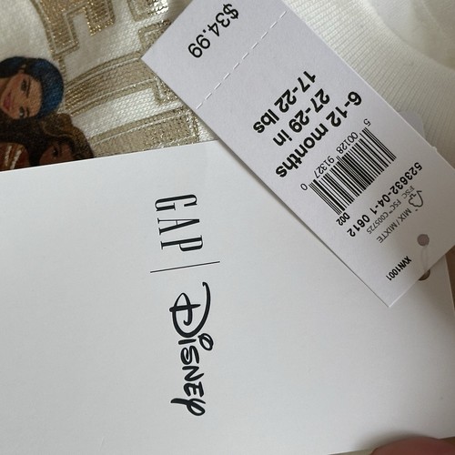 Baby Gap x Disney The Little Mermaid Girls 6-12M Ivory Graphic Sweatshirt NEW - Picture 7 of 10
