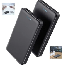 2 Pack Portable Power Bank 10000Mah Charging External Battery Charger USB C