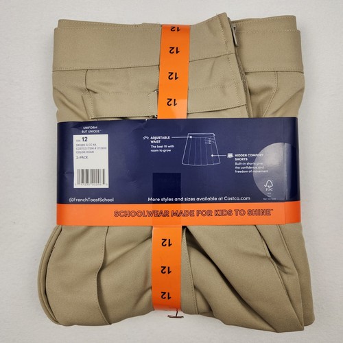 French Toast Girls School Uniform, 2-Tab Scooter, Khaki, Size 12, 2-Pack **NEW** - Picture 2 of 4