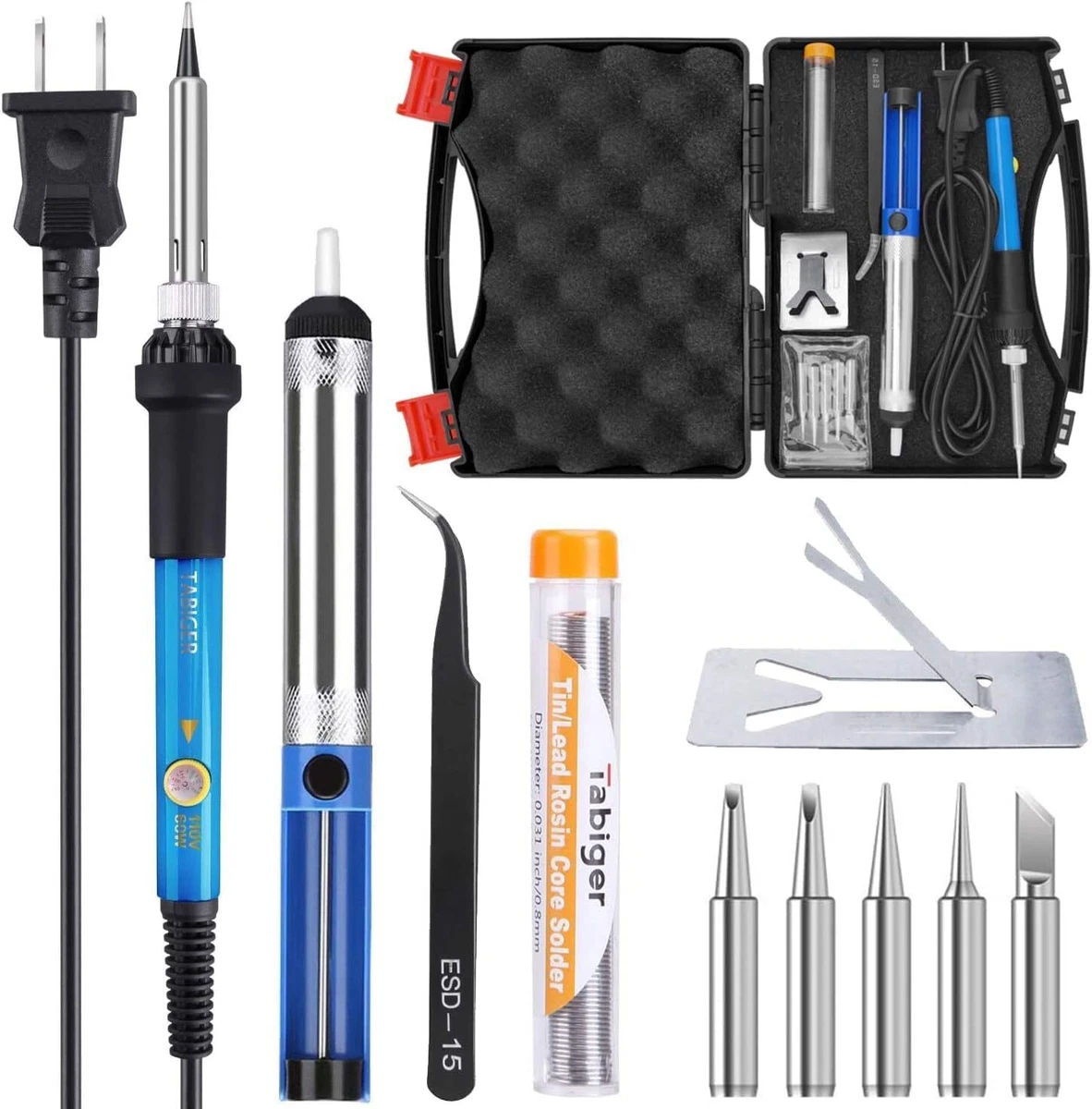Tabiger Soldering Iron Kit 60W 110V Adjustable Temperature Welding Soldering