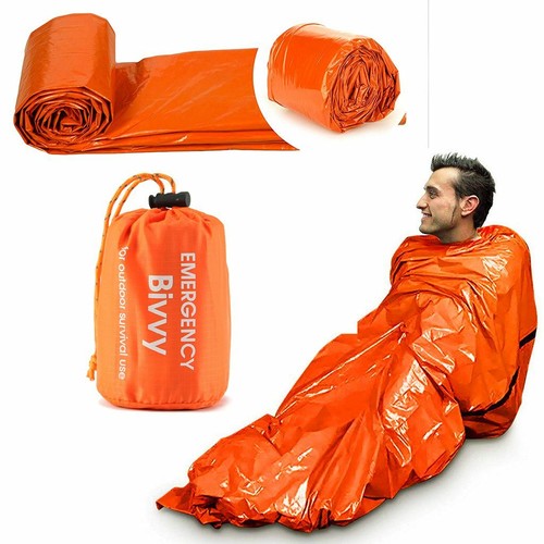 Paquete de 2 sacos de dormir de emergencia térmicos impermeables supervivencia al aire libre camping senderismo - Imagen 3 de 12