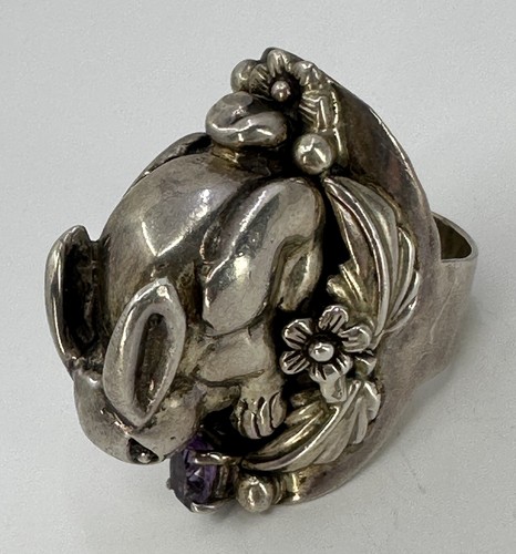 Anello coniglio ametista Carol Felley 925 vintage misura 7 27,3 grammi - Foto 5 di 5