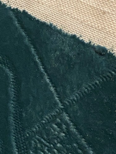 Vintage MCM Fabric Atomic Boomerang Textured Teal Green Flocked Velvet 2+Yds - Picture 9 of 9