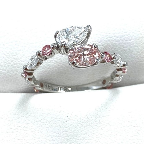 Bague de fiançailles diamant cultivé 1,64 ct bypass or blanc 14 carats - Photo 4 sur 15