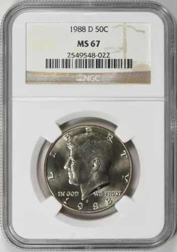 1988-D Kennedy Half Dollar 50c NGC MS 67
