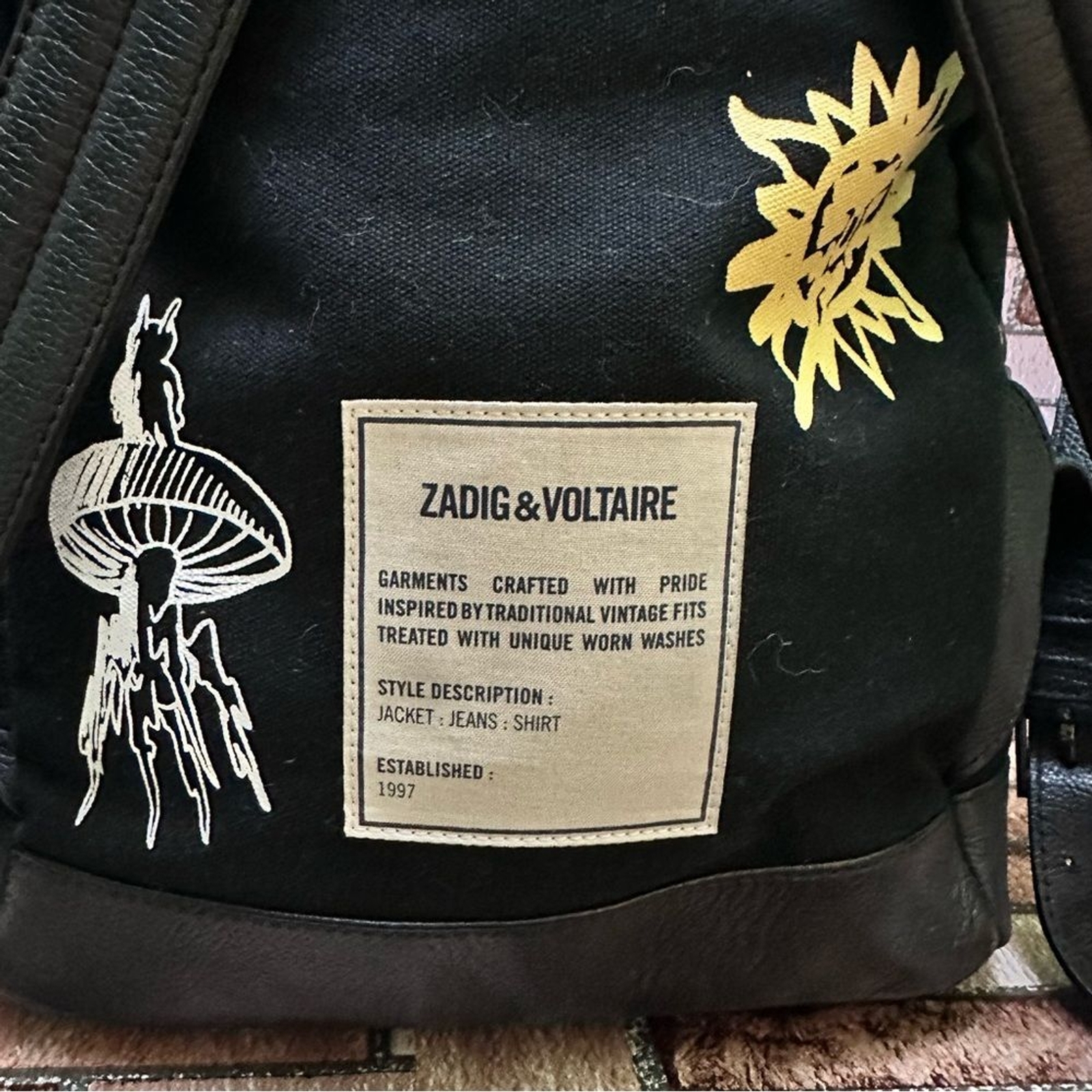 ZADIG & VOLTAIRE Black Graphic Men's Backpack RARE image 9