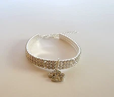 Dogs of Glamour Clear Rhinestone Paw Pendant Dog Collar Pet Jewelry Size S New
