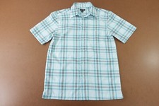 George Men's Size Small Light Blue Plaid Casual Short Sleeve Button Front Shirt