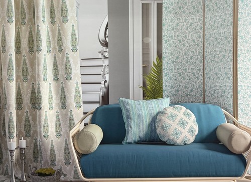 Bohemian Ikat Velvet Fabric, 140cm Wide, Upholstery Window Craft, Sold by Yard - Picture 8 of 9
