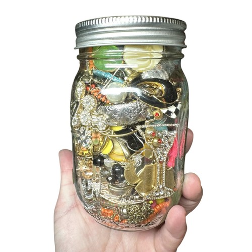 1+Lb Full (1) Ball Mason Jar Mystery Lot All Wearable Jewelry GUC Necklaces Etc. - Picture 23 of 24
