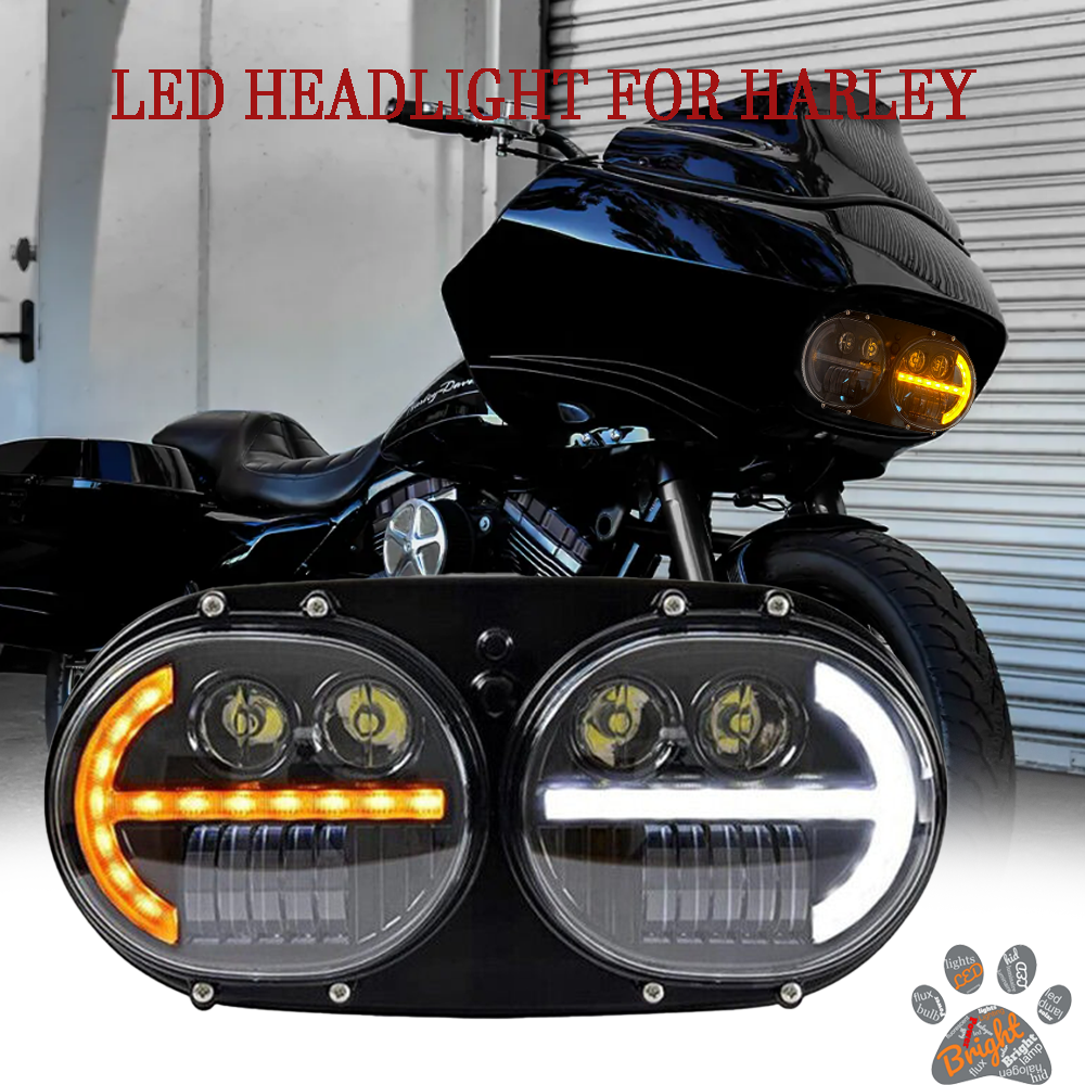 2004-2013 Harley Road Glide LED Headlight DRL With Yellow Turn