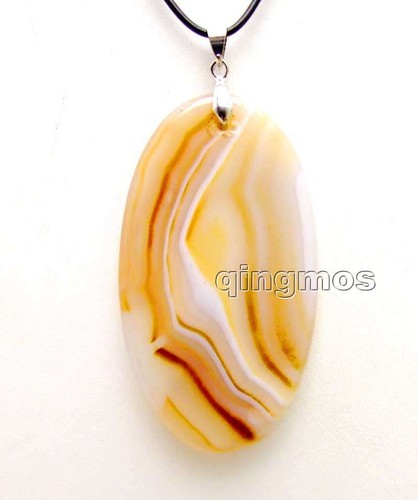 40*60mm Drop Natural Striped Black Agate Pendant Necklace for Women 18" Chokers - Picture 18 of 23