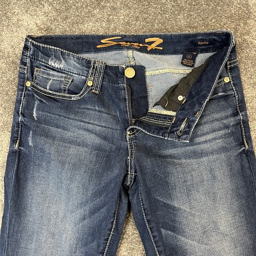 Seven 7 Womens Jeans Legging Slim Skinny Faded Stitch Embroided Blue W30 L30 - Picture 10 of 14