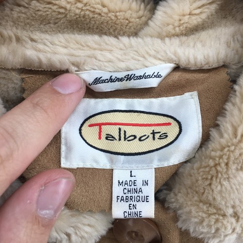 Talbots Overcoat Jacket Womens L Brown Faux Shearling Lined Button Up Collared - Picture 15 of 19