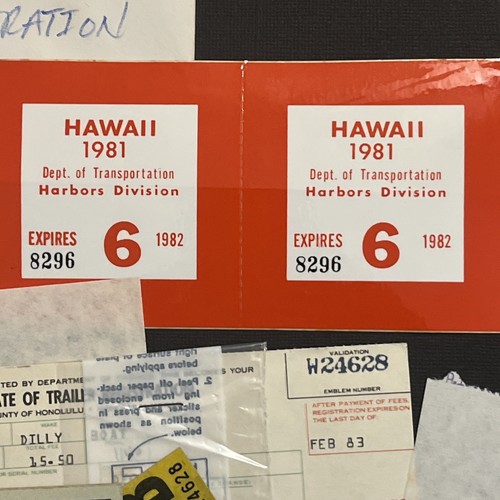Vintage Lot Of 2 Hawaii Boat Registrations (TFTP12) - Picture 2 of 4