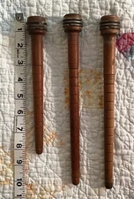 3 Wooden Vintage Bobbins/Spindles Primitive