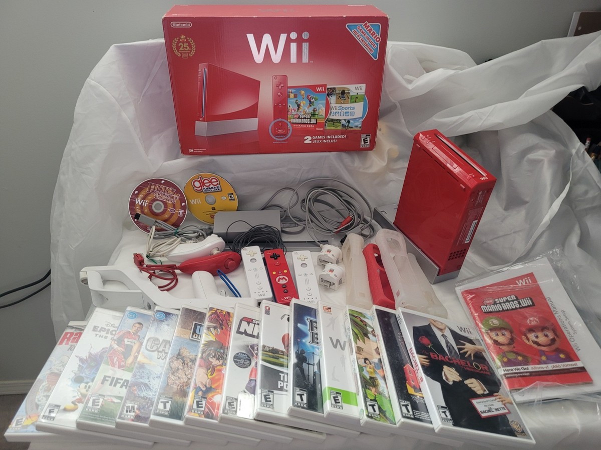 Nintendo Wii Limited Red Console 25th Anniversary Complete In Box
