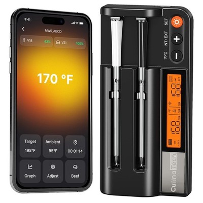 Kabelloses Fleischthermometer mit Bluetooth und 2 Sonden für BBQ