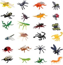 24 Pcs Bugs Toys, Small World Toys Insects and Bugs Minibeasts Animal Figures, 