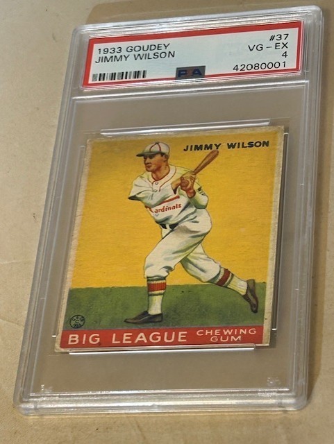 1933 GOUDEY #37 JIMMY WILSON PSA VG-EX 4 ST. LOUIS CARDINALS BASEBALL CARD.