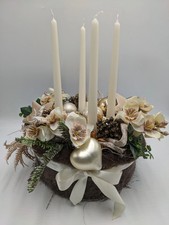 Christmas arrangement romantic heart bauble Christmas rose cream