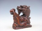 Boxwood Hand Carved Japanese Netsuke Sculpture Dragon Holds Pearl Ball #02192601 — photo 3