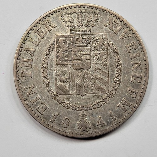 1841 Germany Silver 1 Thaler Saxe-Weimar-Eisenach Circulated Carl Friedrich V337
