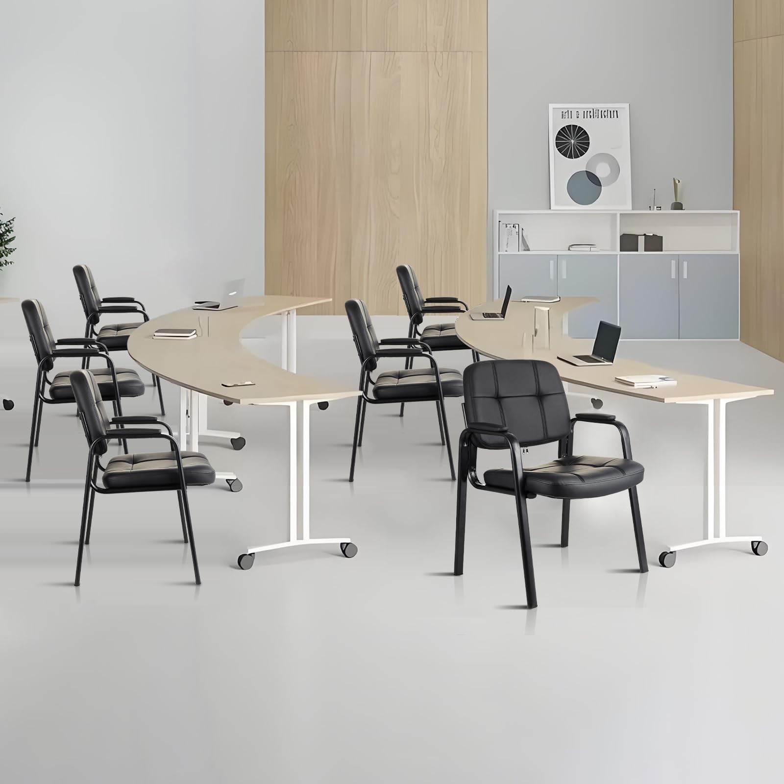 CLATINA Reception Guest Chair Leather Padded Armrest Conference Desk Home Office