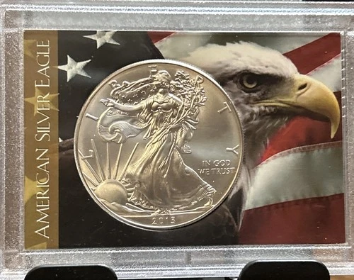 2013 Silver American Eagle $1 - BU - Brilliant Uncirculated - In  Flag Capsule