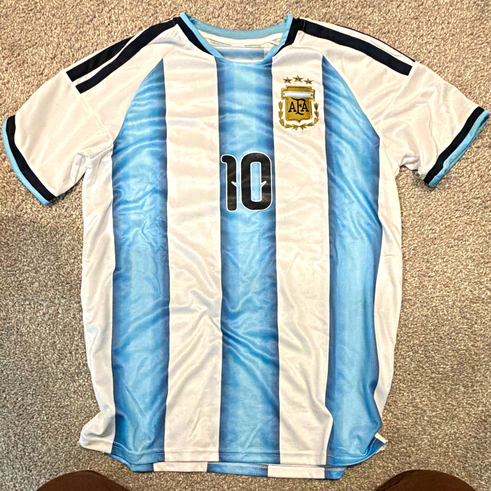 adidas Argentina Lionel Messi #10 Soccer Jersey White/Blue/Black Unisex S