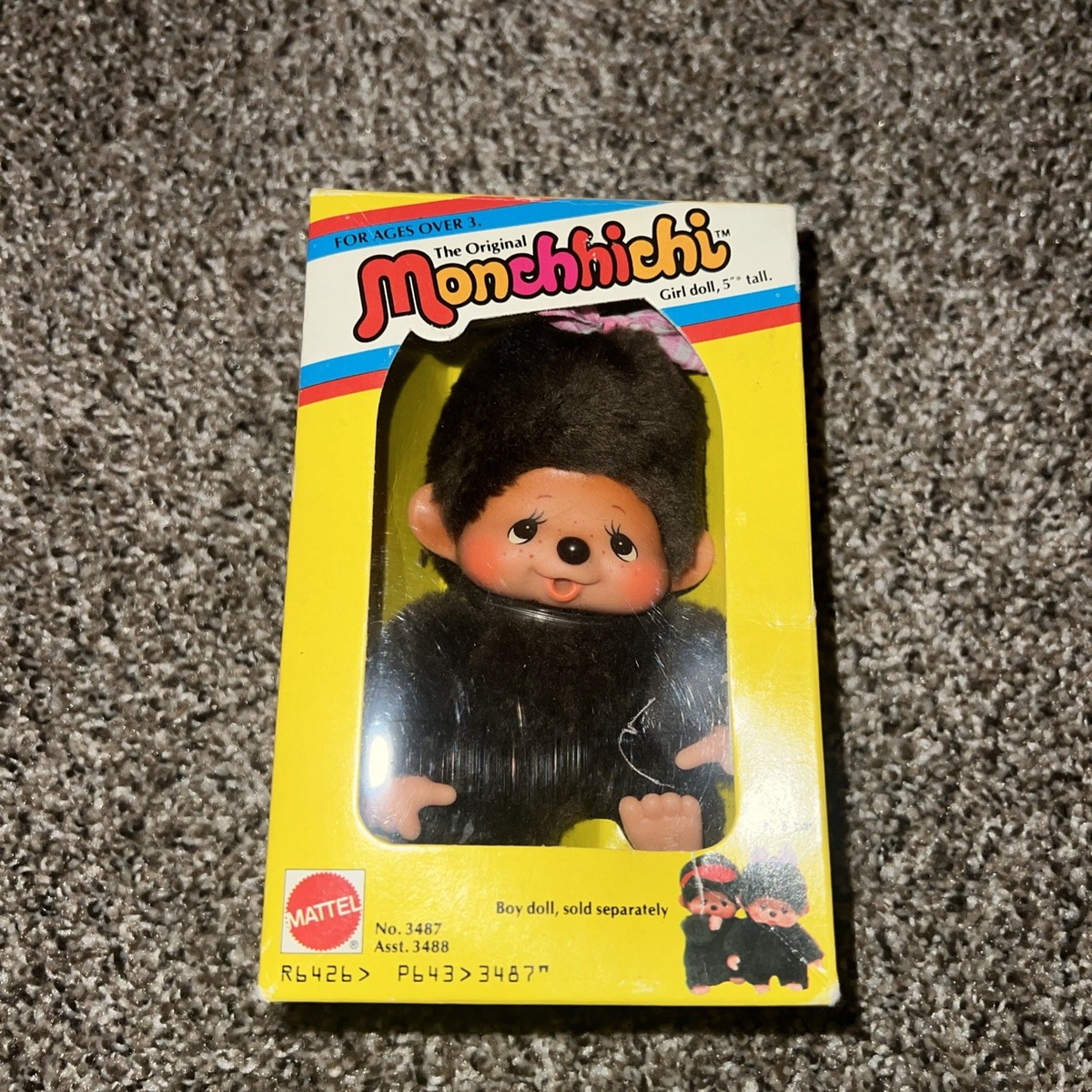 Rare Size* Vintage 1974 Mattel Monchhichi 5” Sekiguchi Plush