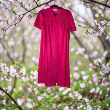 Vintage Lorraine Silky Nightgown Large Pink Button Closure