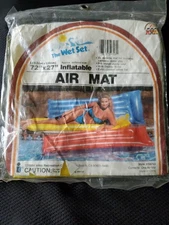 Vtg The Wet Set Inflatable Air Mat Pool Float Yellow 72" x 27" 1984 Intex