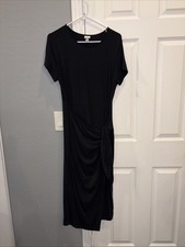 A New Day Womens Large Short Sleeve Tie-Front Wrap Dress Black NWT Target
