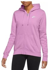  NEW Women NIKE Sports Club Fleece Zip-up hoodie PINK Sz Small