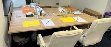 Office Meeting/Conference Table Rectangular Wood-Effect Top with Black Base