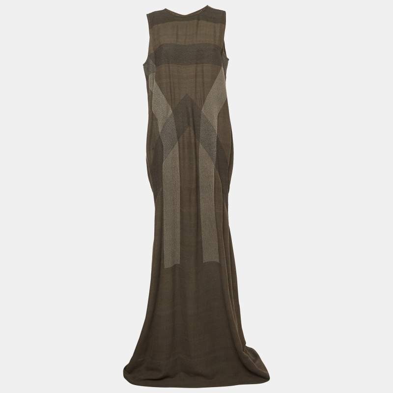 grey rick owens dress Rick Owens Temple Sheer Panelled Maxi Dress