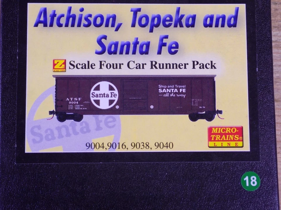 Z MTL 994 00 070 50ft Box Car Single Door ATSF Four Car Runner Pack NIB - Image 3 of 3